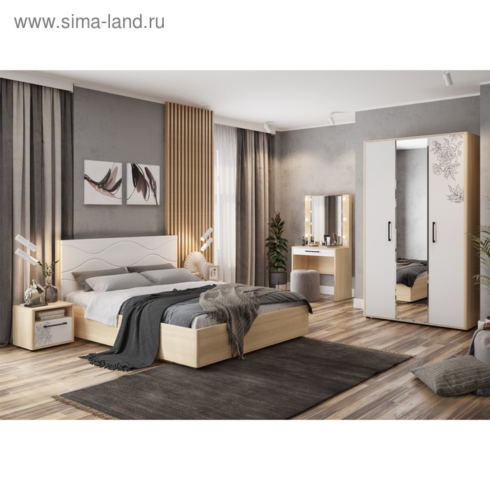 Шкаф 3-х створчатый Зара, 1256х564х2200, Дуб сонома/Белый