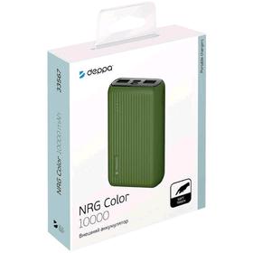 

Внешний аккумулятор Deppa (33567) NRG Color, 10000мАч, 2xUSB, 2.4A, зеленый