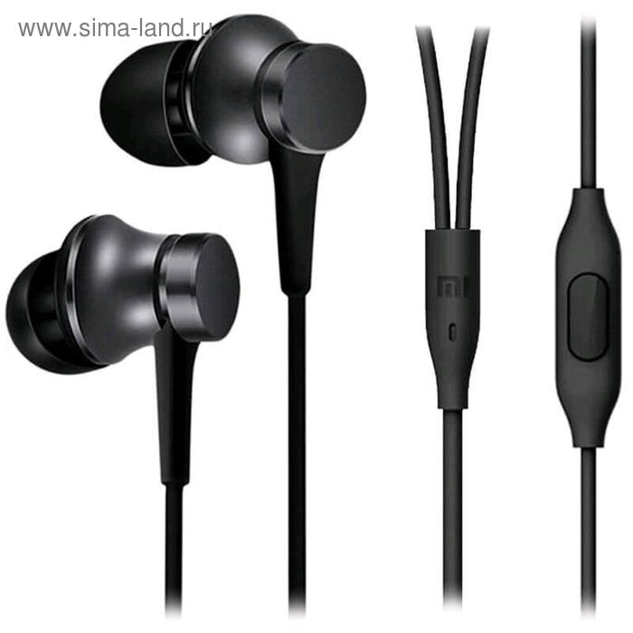 фото Наушники xiaomi mi in-ear headphones basic, вакуумные, микрофон, черные (zbw4354ty)