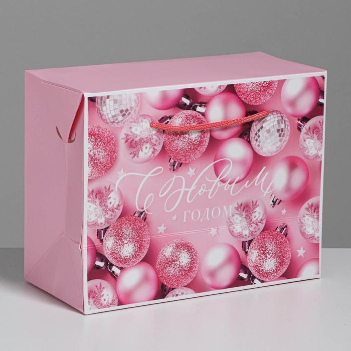 Пакет-коробка «Розовые шары», 23 × 18 × 11 см
