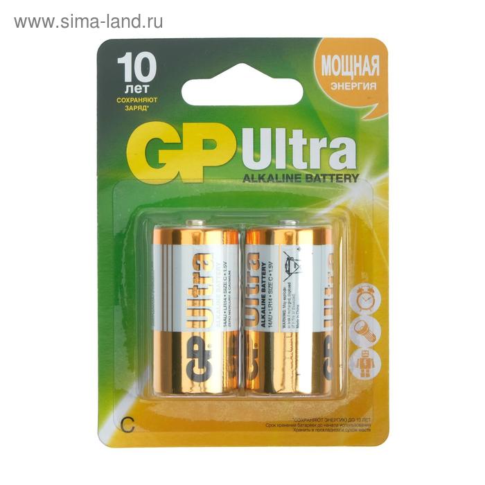 

Батарейка алкалиновая GP Ultra, C, LR14-2BL, 1.5В, блистер, 2 шт.
