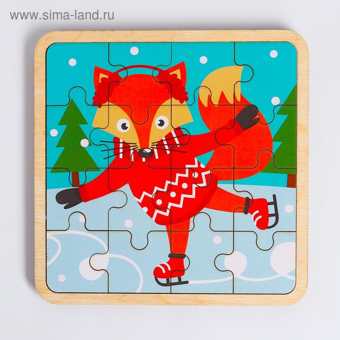 Пазл - вкладыш в рамке Лисичка на коньках 1616 см 96₽
