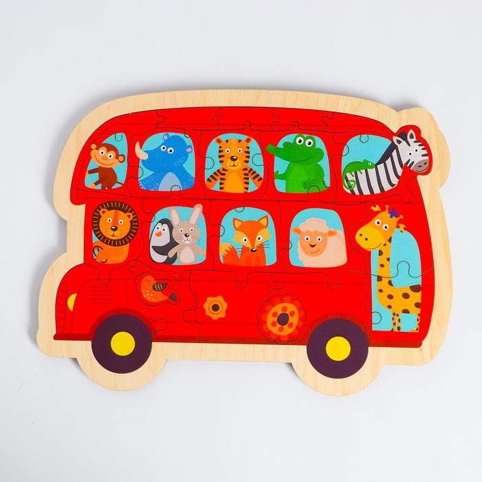 

Пазл - вкладыш в рамке «Автобус с животными» 32×23 см