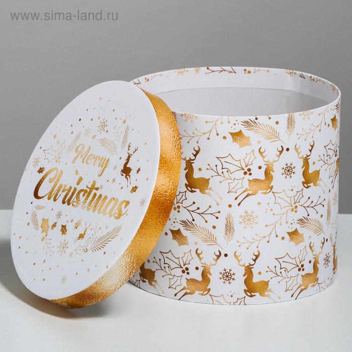 

Круглая подарочная коробка «Merry Christmas», 14 × 16 см