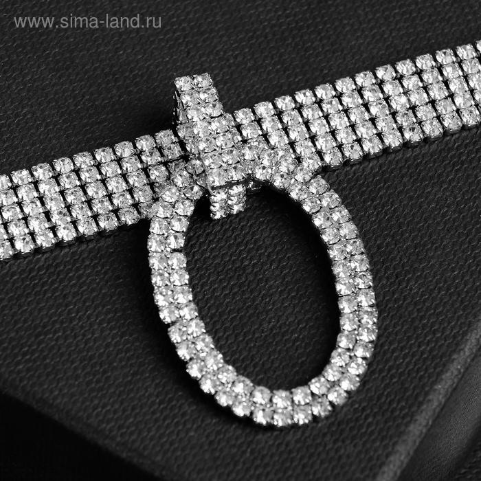 

Колье-чокер "Симфония" блеск вечера, овал, цвет белый в серебре, 30 см