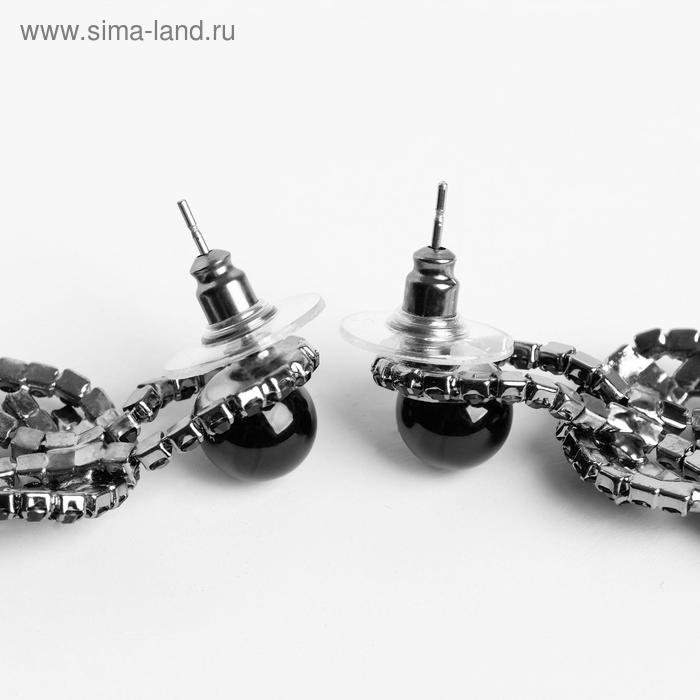 

Серьги висячие со стразами "Эдем" цвет чёрный в сером металле, 9 см