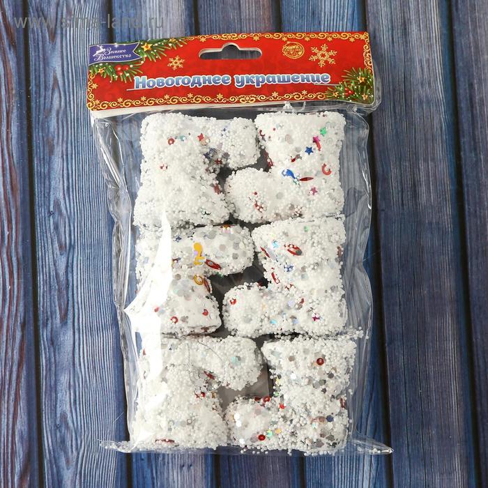 фото Украшение ёлочное "сапожки - волшебный перелив" (набор 6 шт) 5х4 см, белый зимнее волшебство