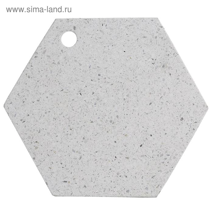 Доска сервировочная из камня Elements hexagonal, 30 см, серый