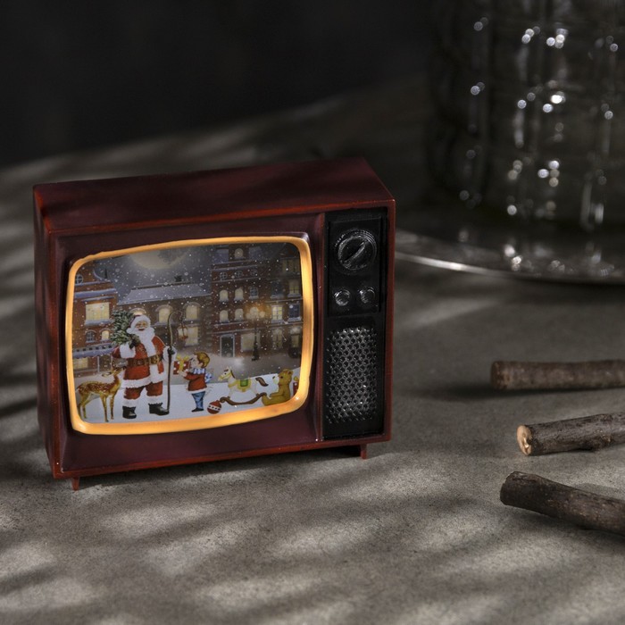 фото Светодиодная фигура «телевизор с дедом морозом» 10 × 8 × 4 см, пластик, батарейки cr2032х2, свечение мульти (rgb) luazon lighting