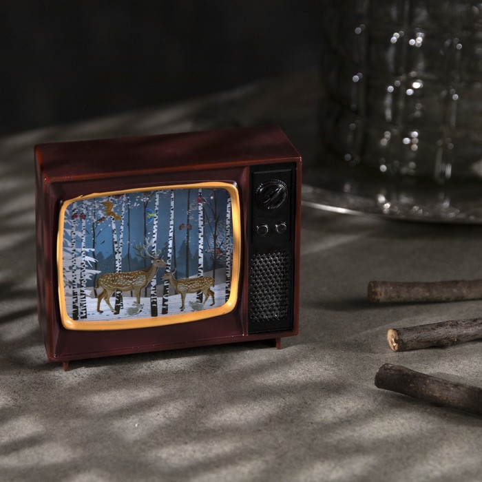 фото Светодиодная фигура «телевизор с оленями» 10 × 8 × 4 см, пластик, батарейки cr2032х2, свечение мульти (rgb) luazon lighting