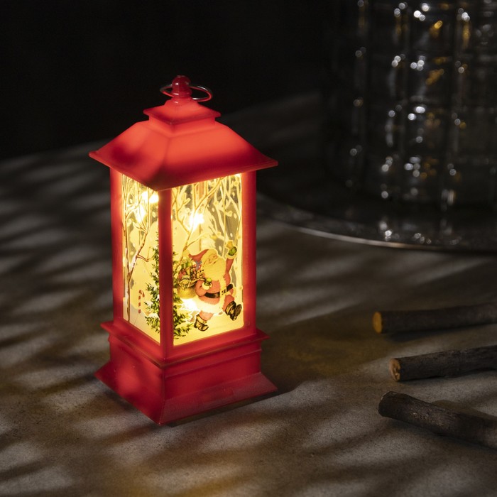 фото Фигура светодиодная "фонарь красный, дед мороз", капля росы, 13х5.5х5.5 см,3хlr44, т/белый luazon lighting