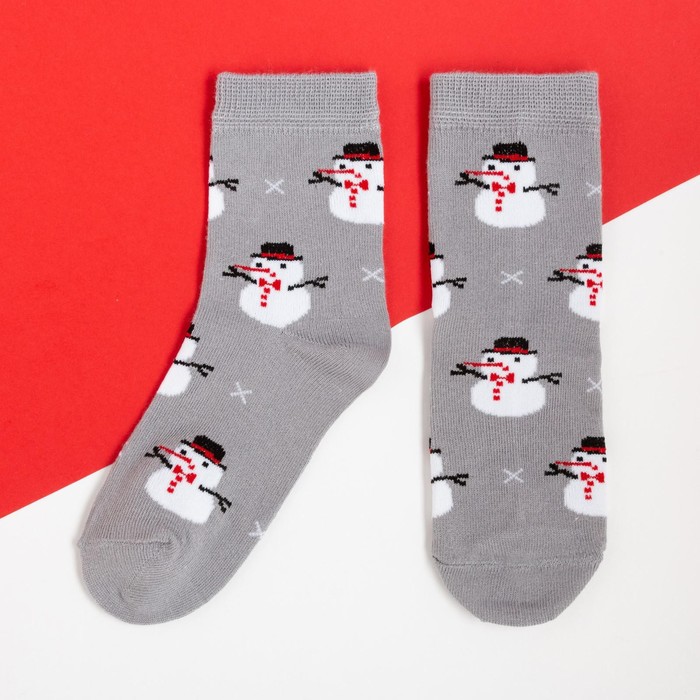 Носки детские новогодние KAFTAN Снеговики р-р 14-16, серый носки детские новогодние kaftan cool santa р р 14 16 красный