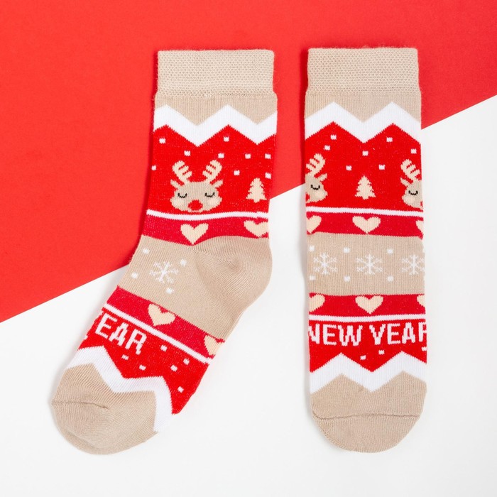 Носки детские новогодние KAFTAN New Year р-р 14-16, бежевый носки детские новогодние kaftan cool santa р р 14 16 красный