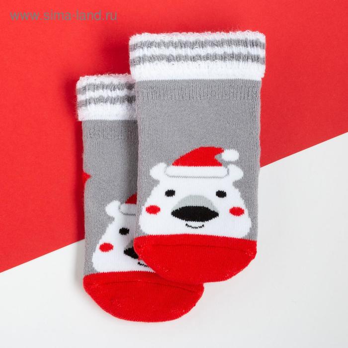 Носки новогодние детские Крошка Я «Мишка», цвет серый, 12-14 см