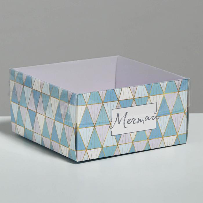 Коробка под бенто-торт с PVC крышкой, кондитерская упаковка, «Мечтай», 12 х 6 х 11,5 см