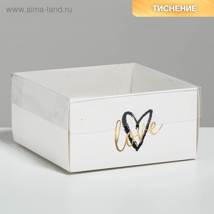 

Коробка для кондитерских изделий с PVC крышкой Love, 11.5 х 11.5 х 6 см