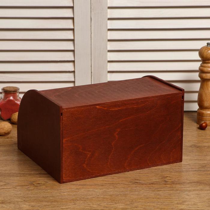 Хлебница деревянная "Корица", прозрачный лак, цвет красное дерево, 29×24.5×16.5 см