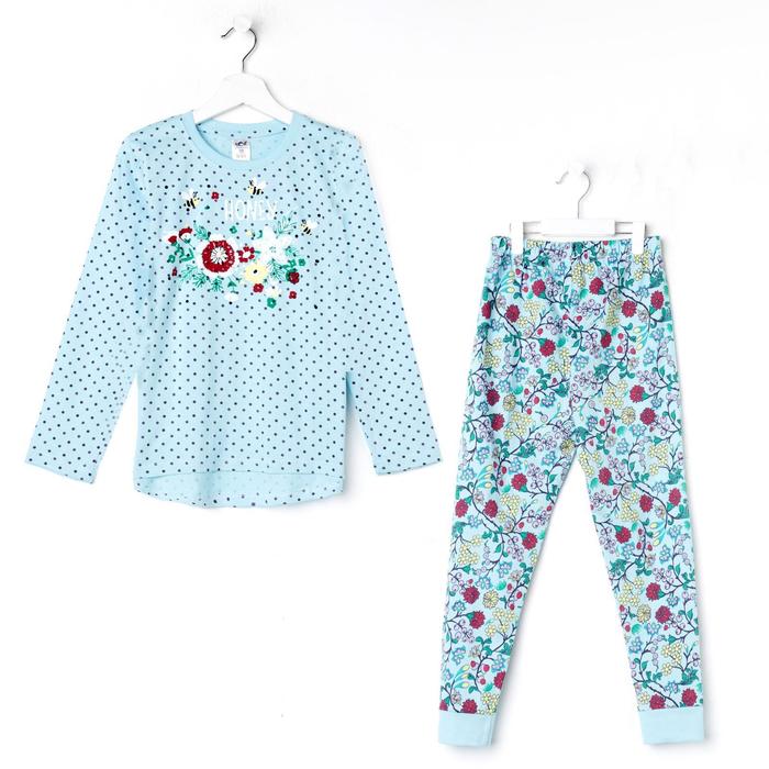 Пижама для девочки, цвет голубой, рост 116-122 (34) см