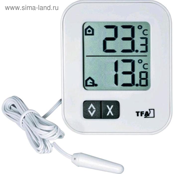 Термометр TFA 30.1043.02 EK, цифровой,  выносной датчик, 1xCR2032, белый