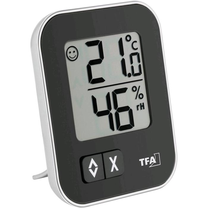 Термогигрометр TFA 30.5026.01, цифровой, комнатный, 1хCR2032, чёрный