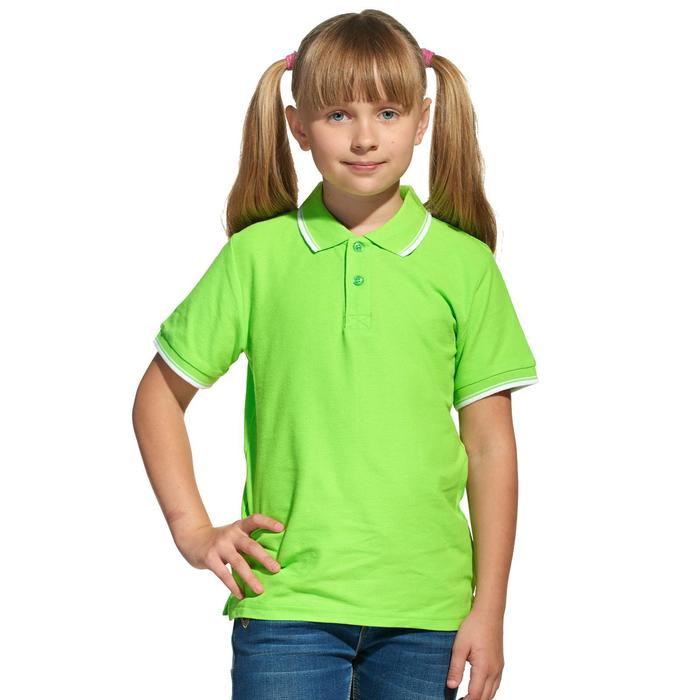 Рубашка поло детская, размер 12 лет, цвет ярко-зелёный