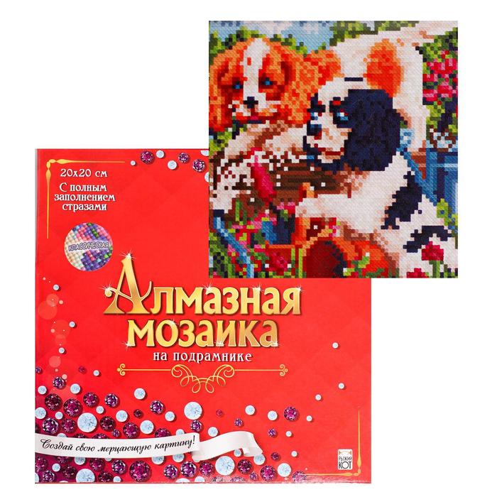 

Алмазная мозаика 20х20 c подрамником, с полным заполнением, классическая, 26 цв. «Щенки кокер-спаниэля»