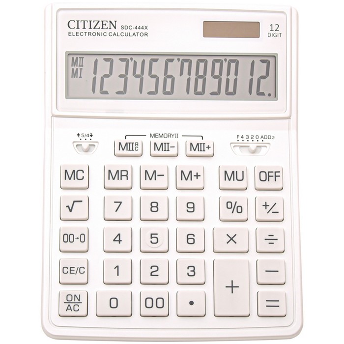 Калькулятор настольный Citizen 12-разр, 155*204*33мм, 2-е питание, белый SDC-444XRWHE
