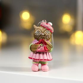 

Подвеска "Сова в розовом" 3х3,5х6,5см
