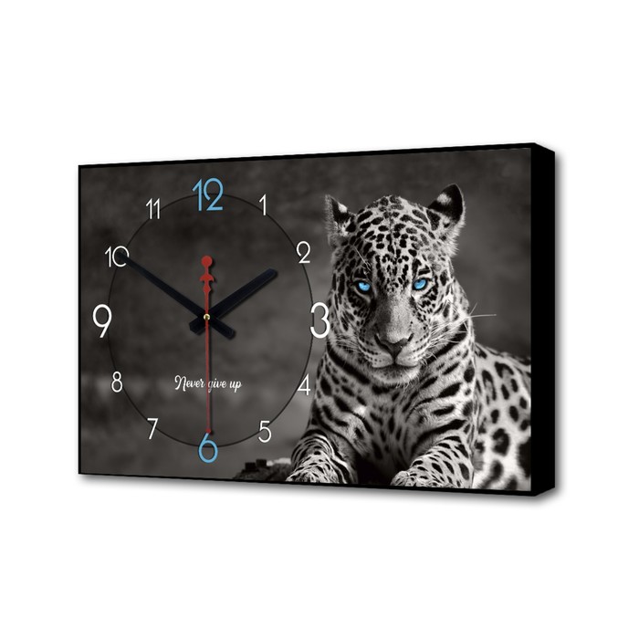 Часы-картина настенные, интерьерные Леопард, плавный ход, 57 х 35 х 4 см