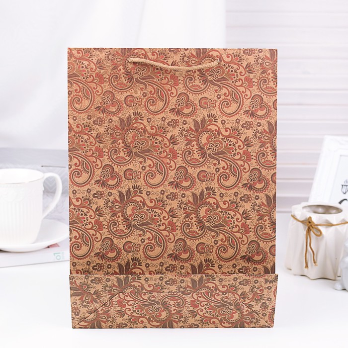 Пакет крафт "Хохлома", 24 х 33 х 8 см