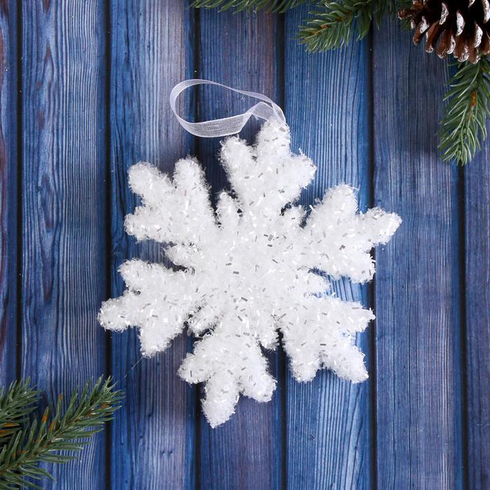 Украшение ёлочное Снежинка - снежный пух 13 см, белый украшение ёлочное новогодний венок 13 см белый