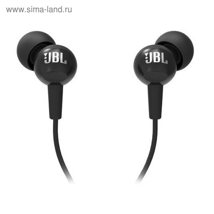 Наушники JBL C100si, вакуумные, микрофон, проводные, 1.2м, чёрные