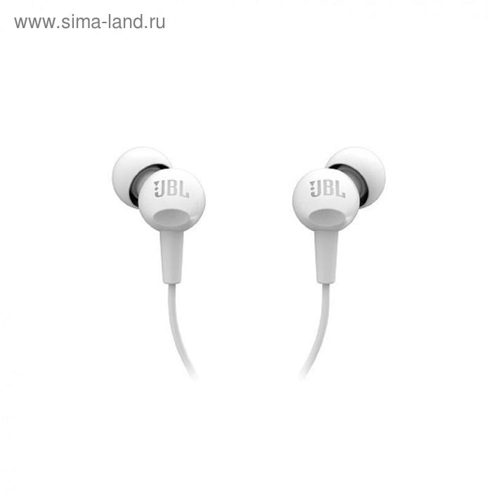 Наушники JBL C100si, вакуумные, микрофон, проводные, 1.2м, белые