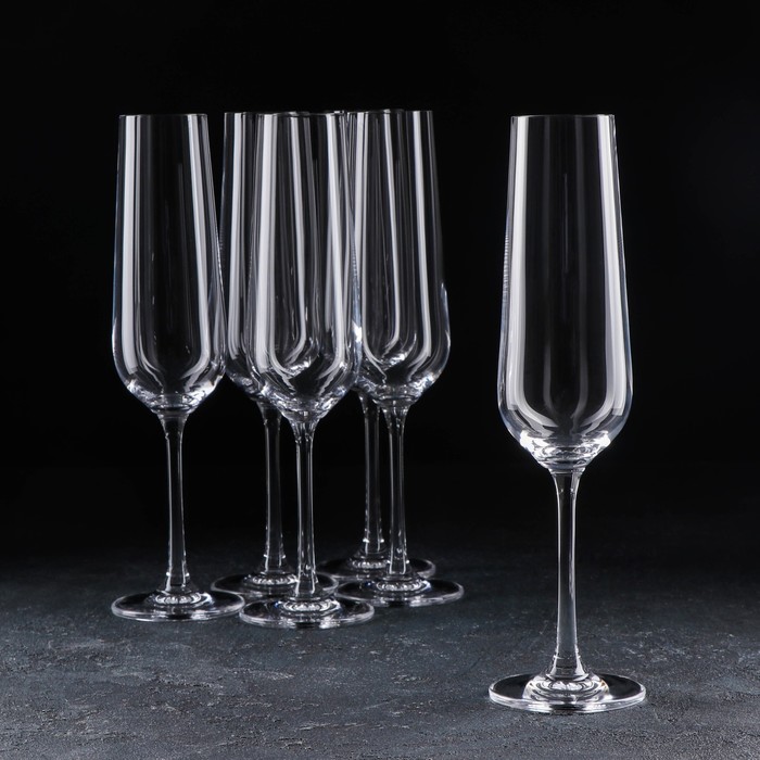 Набор бокалов для шампанского Strix, 200 мл, 6 шт набор бокалов для шампанского акация стеклянный 6 шт 200 мл гравировка отводка золотом