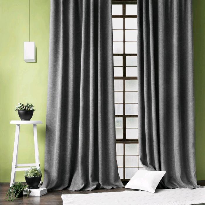 фото Комплект штор «бадди», размер 140 х 270 см - 2 шт, подхват - 2 шт, чёрный pasionaria