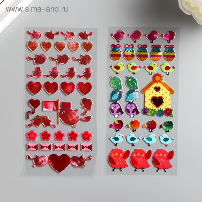 

Наклейка пластик глянец "Птички/Сердца" МИКС 26,5х11 см