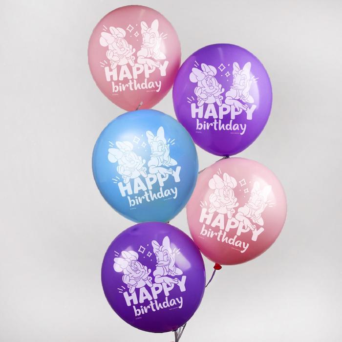 фото Воздушные шары "с днем рождения", минни маус, (набор 5 шт) disney