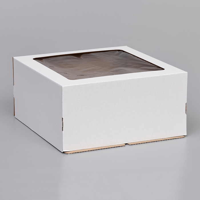 коробка для торта с окном белая 30 х 30 х 30 см Кондитерская упаковка с окном, белая, 30 х 30 х 15 см