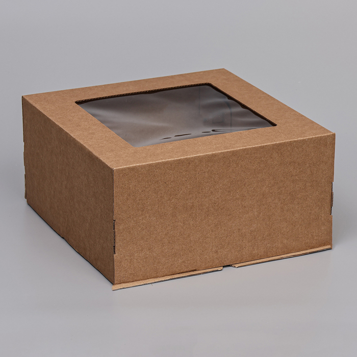 Кондитерская упаковка с окном, крафт, 30 х 30 х 15 см кондитерская упаковка с окном 30 х 30 х 25 см
