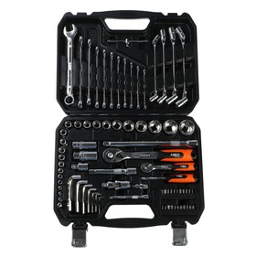 

Набор сменных головок NEO, 1/2", 1/4", CrV, 77 штук