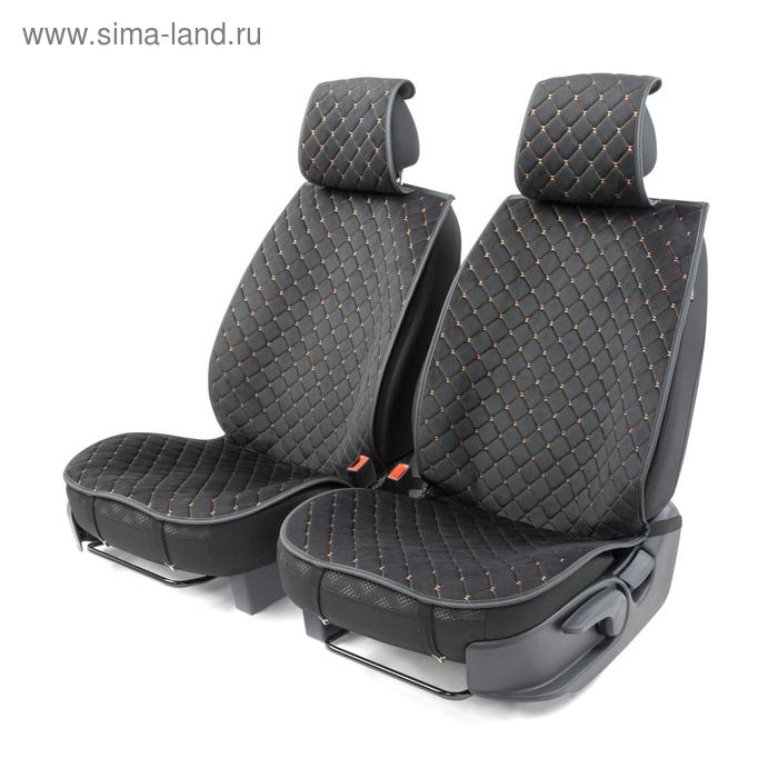Накидки на передние сиденья Car Performance, 2 шт, алькантара, ромб, черный-бежевый