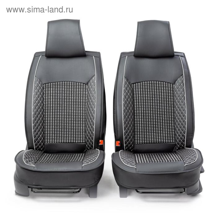 фото Каркасные накидки на передние сиденья car performance, 2 шт, экокожа, черно-серый autoprofi