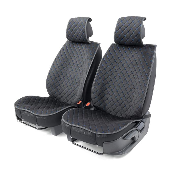 Накидки на передние сиденья Car Performance, 2 шт, алькантара, ромб, черный-синий