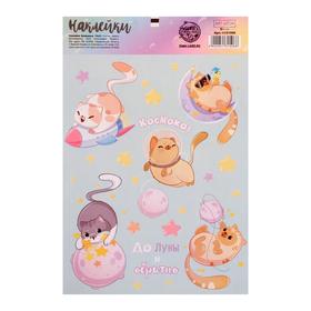 

Наклейки бумажные «Космокот», 14 × 21 см, без линии реза