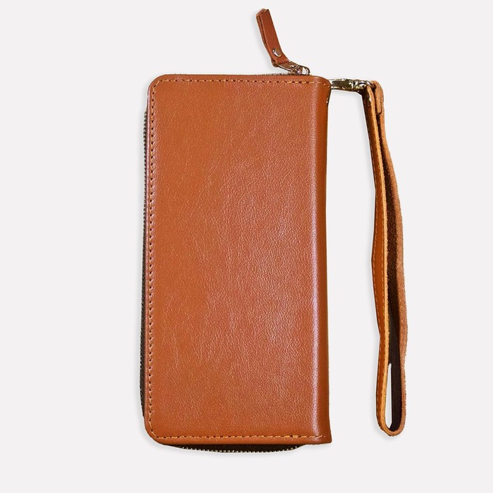 

Кошелёк на молнии комбинированный "Волк с голубыми глазами" рыжий, черная вставка