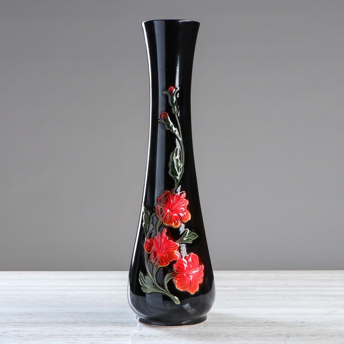 Ваза напольная "Гибискус" чёрная