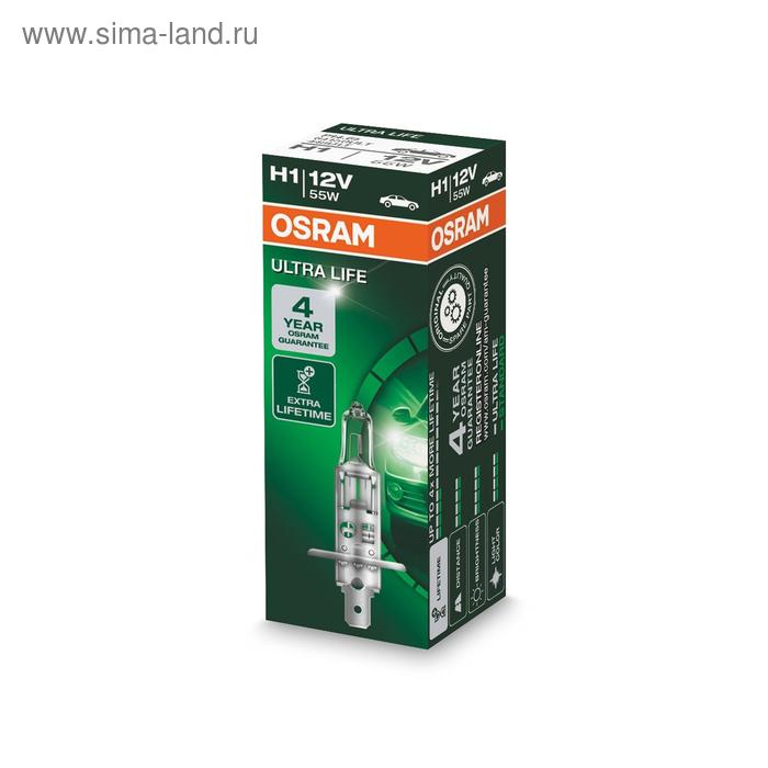 Лампа автомобильная Osram H1 12 В, 55 Вт, (P14.5s) ULTRA LIFE, 1 шт, 64150ULT