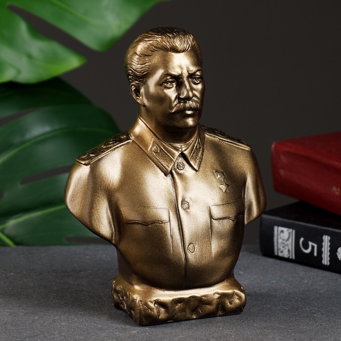 Бюст Сталин большой 15х12см, бронза / мраморная крошка