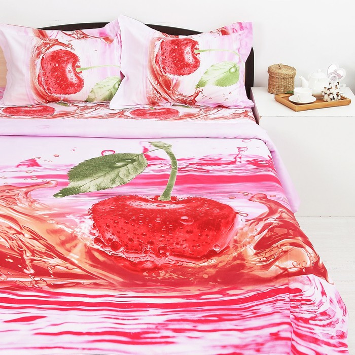 Постельное бельё "Этель Bamboo 3D" 2.0 сп Вишня 180*210 см 220*240 см 50*70 + 5 см 2 шт.