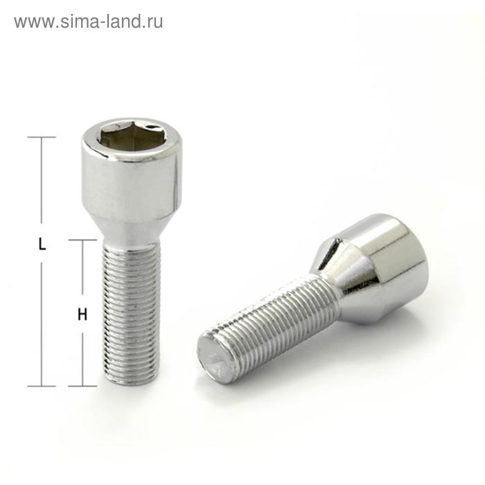 фото Болт m12x1,5, 55/30, под шестигранник, спец. внутр, хром, блистер 16 шт +ключ ls
